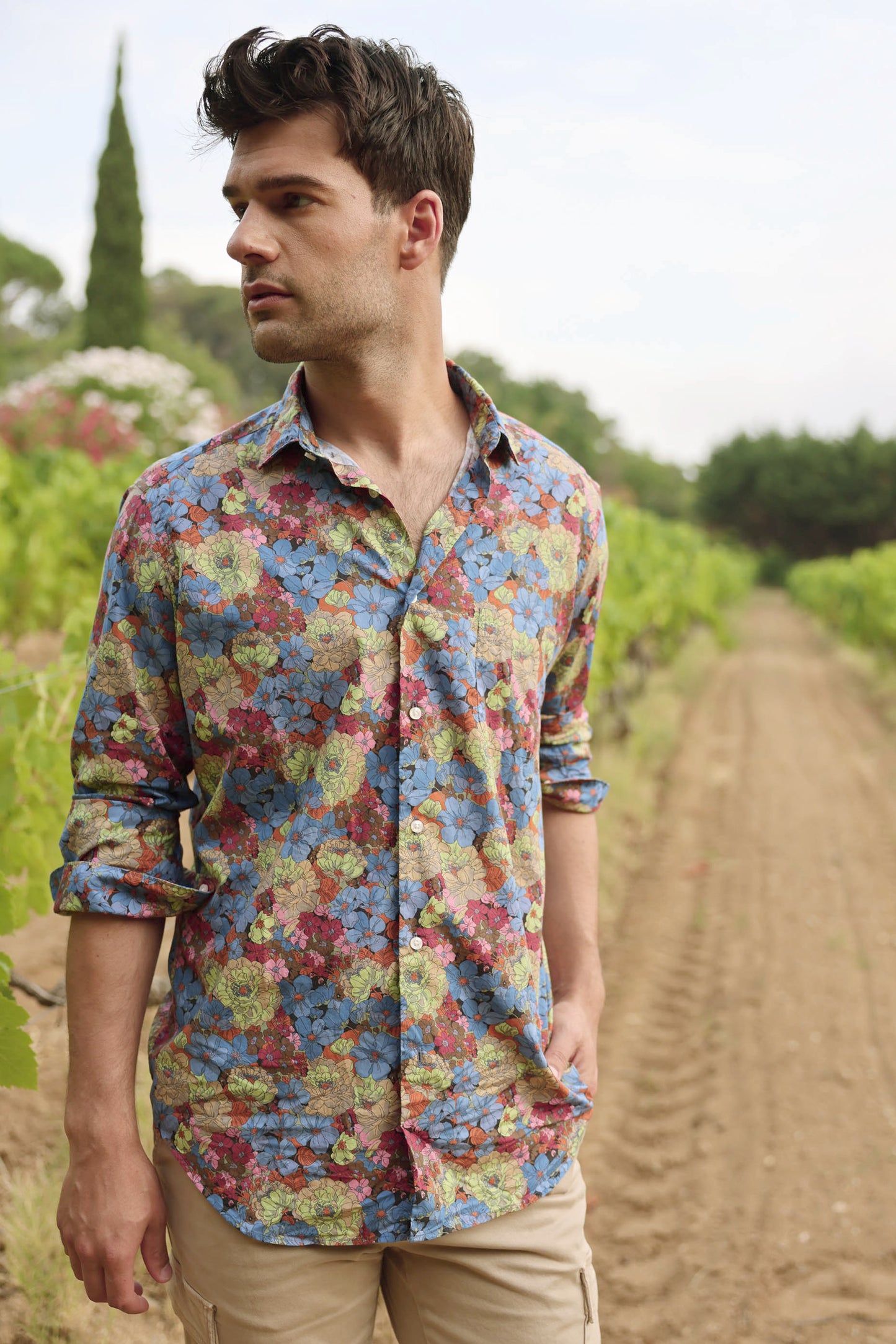 SEMI SLIM SHIRT FLOWERS