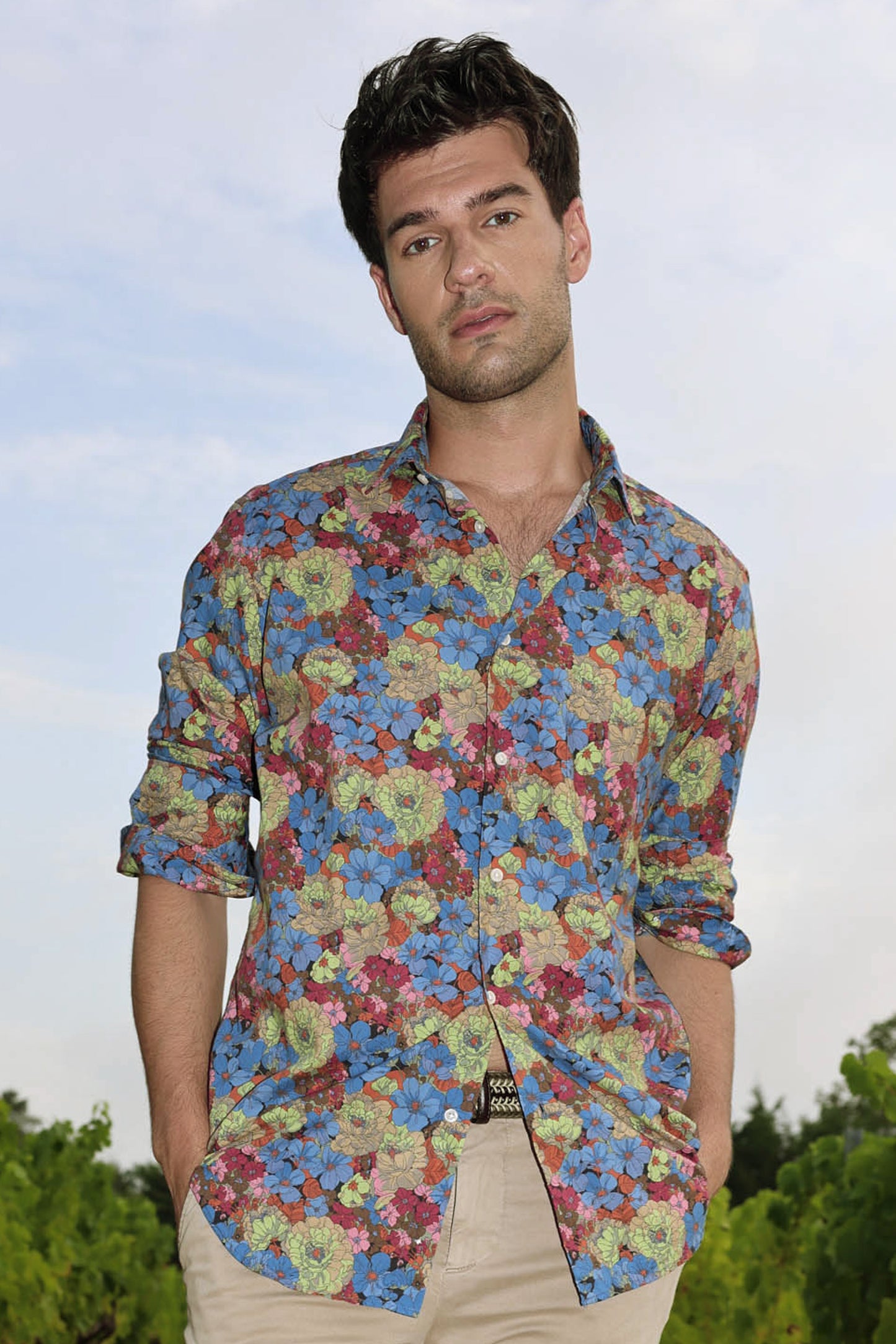 SEMI SLIM SHIRT FLOWERS