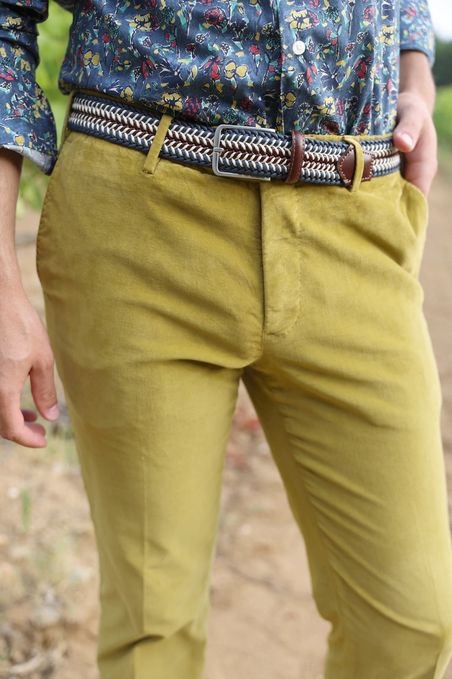 SMOOTH VELVET TROUSERS MUSTARD