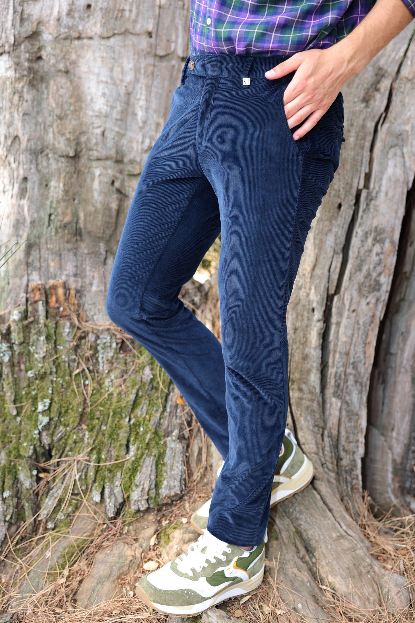 MILLERAIES VELVET TROUSERS NAVY