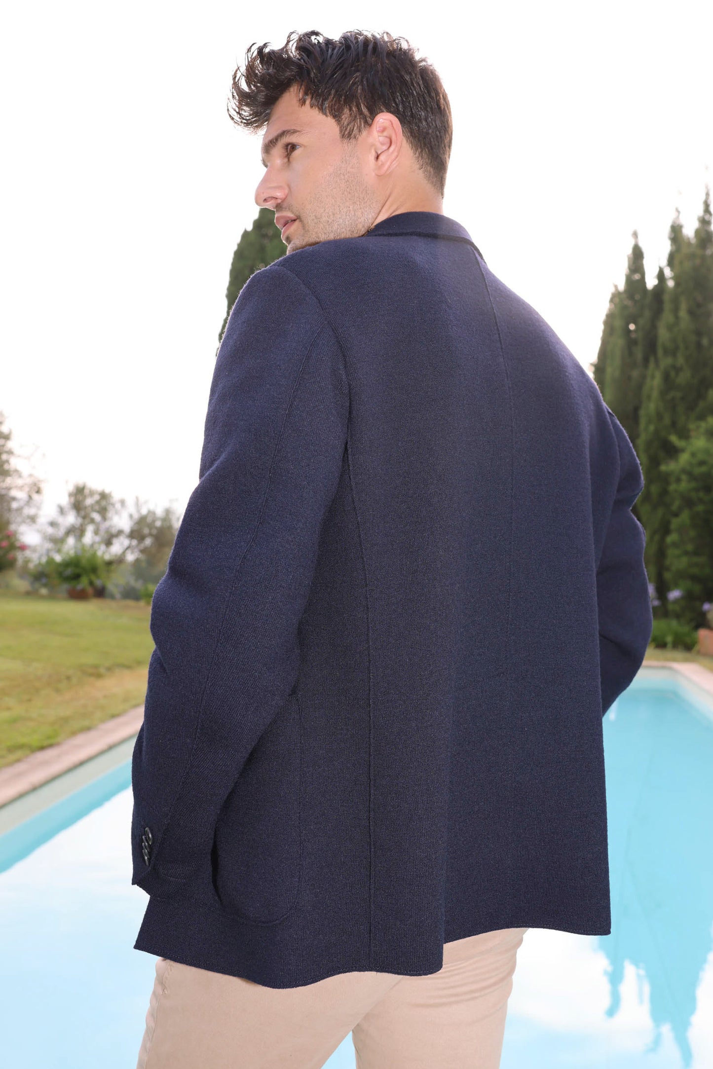 BOILED WOOL JACKET NAVY