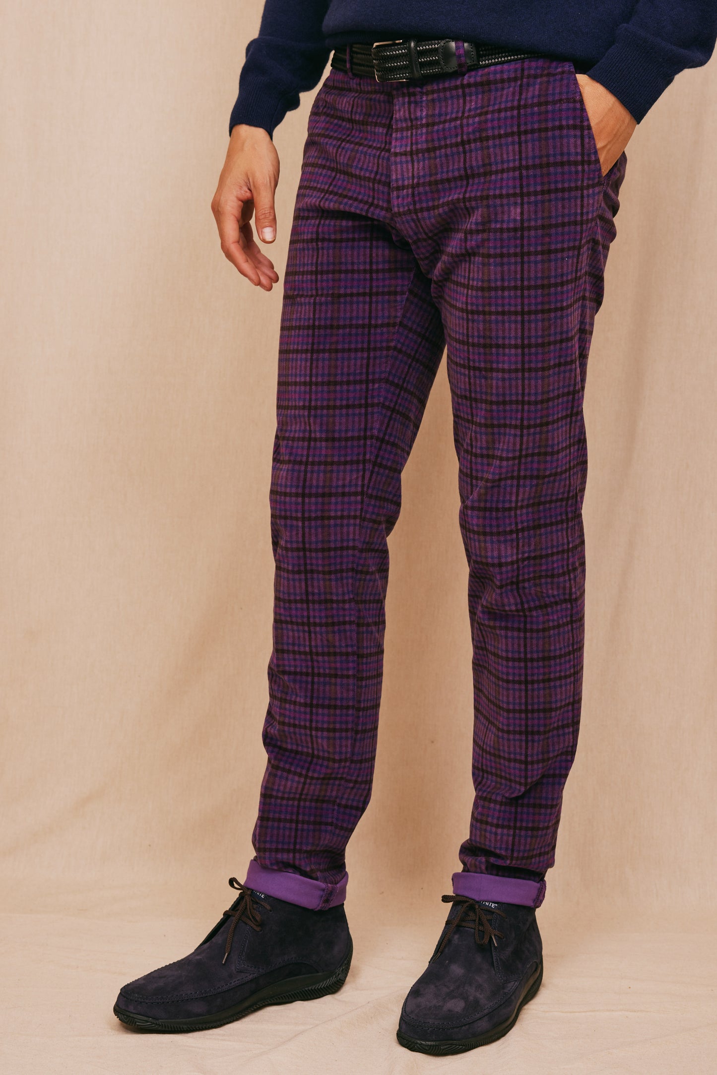 SMOOTH CORD TROUSERS PURPLE