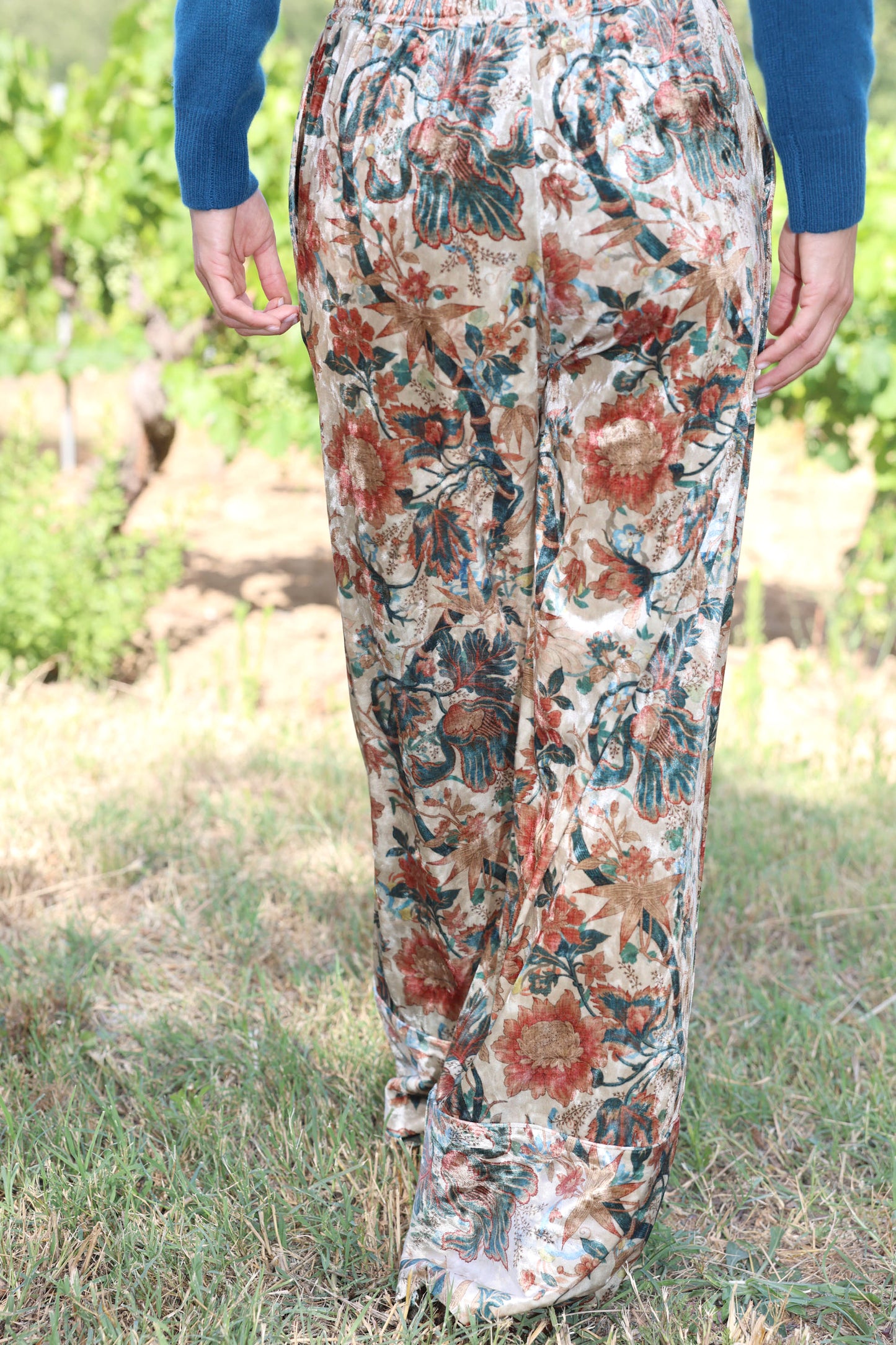 PRINTED CORD PANTS BEIGE